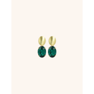 lOTT DAAN OORBELLEN OVAAL STRASS PENDANT S EMERALD - 54255