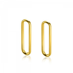 ZINZI gold plated zilveren oorbedels open ovale vorm glad ZICH2416G (zonder oorringen) - 54693