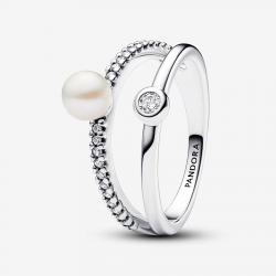 Pandora Behandelde gecultiveerde zoetwaterparels & pavé dubbele bandring maat 17 193147C01-54 - 54717