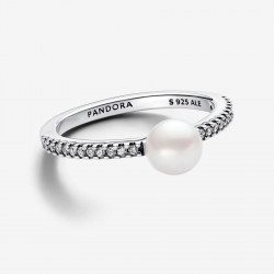 Pandora Behandelde Gecultiveerde Zoetwaterparel en Pavé Ring maat 18.5 193158C01-58 - 54718
