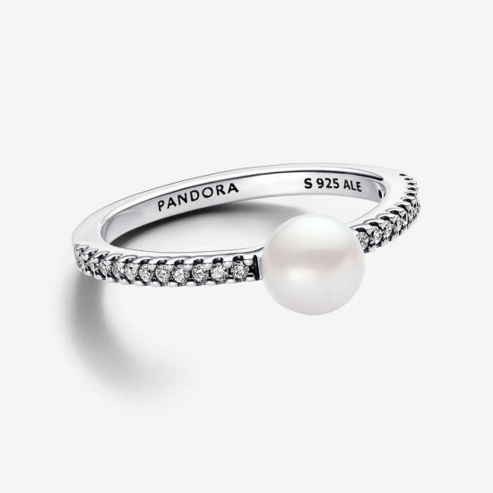 Pandora Behandelde Gecultiveerde Zoetwaterparel en Pavé Ring maat 18.5 193158C01-58 - 54718