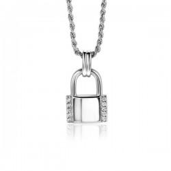 ZINZI zilveren hanger (20mm) in de vorm van een slotje, bezet met witte zirconia&#39;s ZIH2391 (zonder collier) - 54802