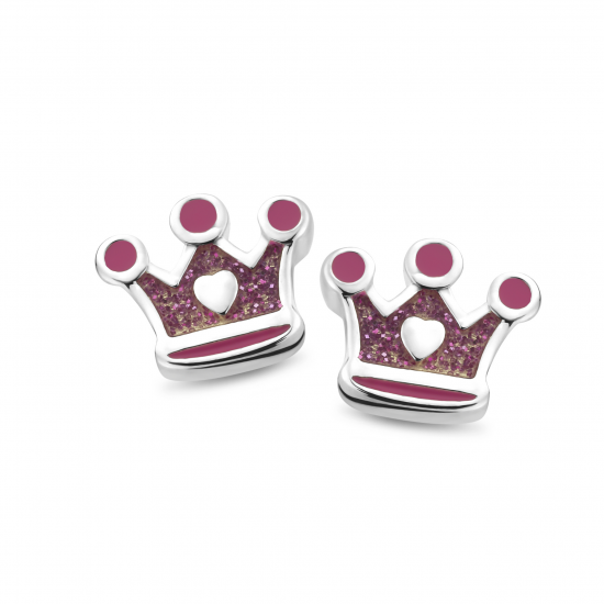 Bellini 925 kinder oorbellen Kroon roze 575.0656 - 54838