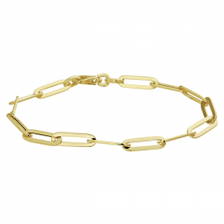 Gouden armband paperclip platte buis 5,0 mm 19 cm - 55073