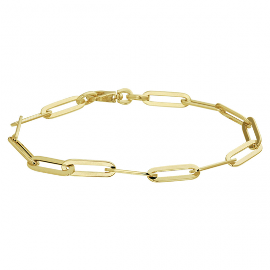 Gouden armband paperclip platte buis 5,0 mm 19 cm - 55073
