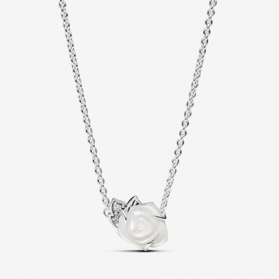 Pandora Witte roos in bloei collier ketting 393206C01 - 55077