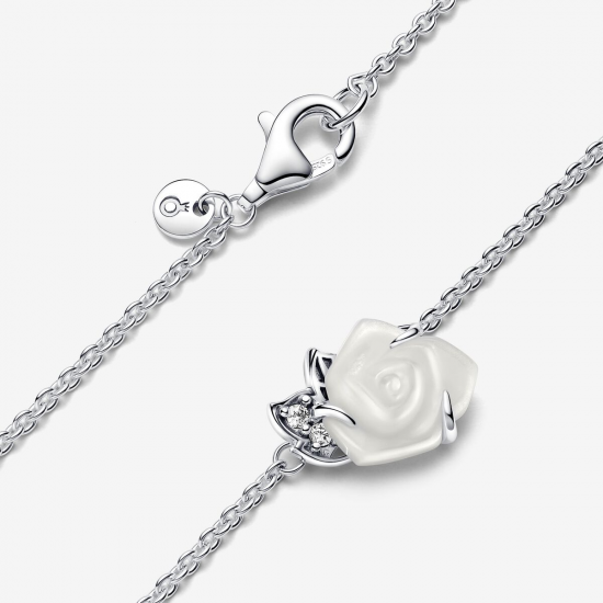 Pandora Witte roos in bloei collier ketting 393206C01 - 55077