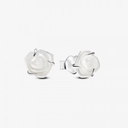 Pandora White Rose in Bloom Stud Earrings 293209C01 - 55081