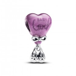 Pandora Baby girl balloon sterling silver charm with color changing purple to light pink and black enamel 793238 - 55084