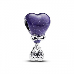 Pandora Baby girl balloon sterling silver charm with color changing purple to light pink and black enamel 793238 - 55084
