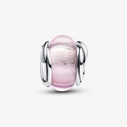 Pandora Encircled sterling silver charm with pink Murano glass and silver foil 793241C00 - 55087