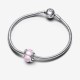 Pandora Encircled sterling silver charm with pink Murano glass and silver foil 793241C00 - 55087