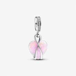Pandora Mom heart sterling silver dangle with pink lab-created opal and clear cubic zirconia 793202C01 - 55088