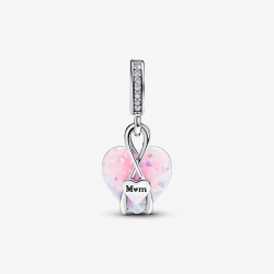 Pandora Mom heart sterling silver dangle with pink lab-created opal and clear cubic zirconia 793202C01 - 55088