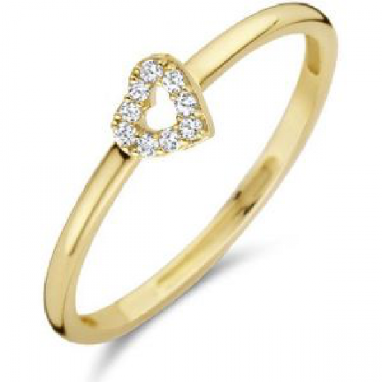 Blush Gouden ring met zirkonia bezette hartje 1231YZI/52 - 55136