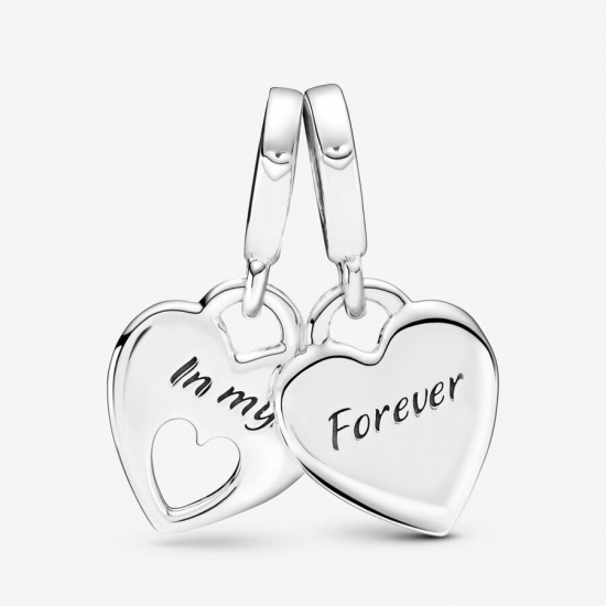 Pandora Double Heart Split Dangle Charm 799187C01 - 55183