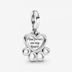 Pandora Hearts & Paw Print Dangle Charm 799360C00 - 55186