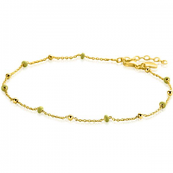 ZINZI gold plated zilveren fantasie enkelband met 7 geelgroene donuts en glanzende bolletjes 23-27cm ZIE2508 - 55190