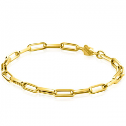 ZINZI Gold 14 krt gouden armband met trendy paperclip/closed for ever schakels 4mm breed, lengte 19cm ZGA347 - 55194