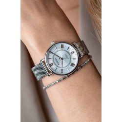 ZINZI Twenty horloge met zilverkleurige wijzerplaat, stalen kast 34mm en stalen meshband ZIW2002 - 55200