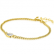 ZINZI gold plated zilveren gourmet armband met vierkante zetting bezet met witte zirconia 16-19cm ZIA2417Y - 55319