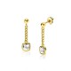 ZINZI gold plated zilveren oorstekers met gourmet kettinkje en vierkante zetting bezet met witte zirconia ZIO2417Y - 55320