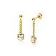 ZINZI gold plated zilveren oorstekers met gourmet kettinkje en vierkante zetting bezet met witte zirconia ZIO2417Y - 55320
