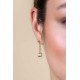 ZINZI gold plated zilveren oorstekers met gourmet kettinkje en vierkante zetting bezet met witte zirconia ZIO2417Y - 55320