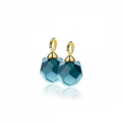 ZINZI gold plated zilveren oorbedels blauwe bead 10mm ZICH266BG (zonder oorringen) - 55321