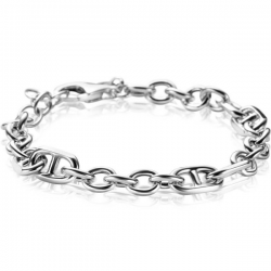 ZINZI zilveren schakel armband, waarbij ronde schakels zijn gecombineerd met zes trendy grotere marine schakels 7,8mm breed 17-20cm ZIA2580 - 55346