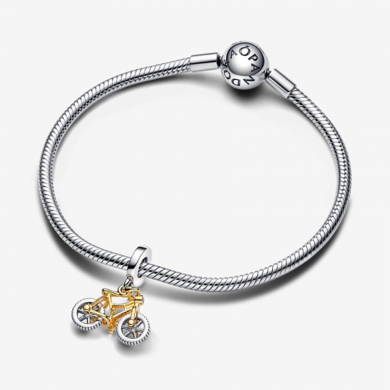 Pandora Tweekleurige Fiets Hangende Bedel met Draaiende Wielen 763354C01 - 55432