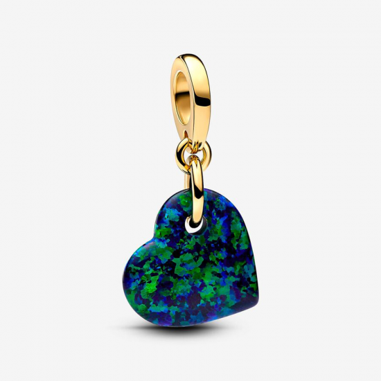 Pandora Opalescent Groen Hart Hangende Bedel 763348C01 - 55433