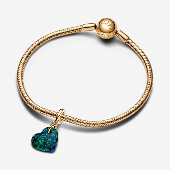 Pandora Opalescent Groen Hart Hangende Bedel 763348C01 - 55433