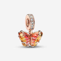 Pandora Roze en Gele Muranoglazen Vlinder Hangende Bedel - 55441