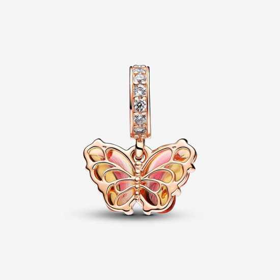 Pandora Roze en Gele Muranoglazen Vlinder Hangende Bedel - 55441