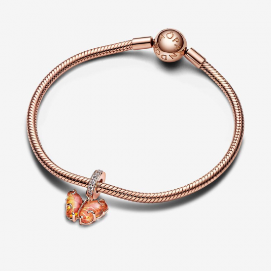 Pandora Roze en Gele Muranoglazen Vlinder Hangende Bedel - 55441