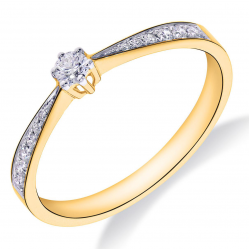 Pas Diamonds Solitair Ring met Zijstenen 0.09 Crt Middensteen 12X 0.13 Crt H-SI Maat 17 - 55592