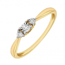 Pas Diamonds 14 Krt GGD Ring 1-0.03/2-0.02 Crt H SI Maat 17,5 - 55596