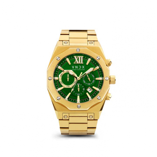 VNDX Wise Man Staal Goud Groen HORLOGE MD11885-17 - 55604