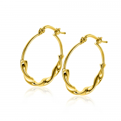 27mm ZINZI gold plated zilveren oorringen met een trendy combinatie van een gladde en gedraaide buis 27x3mm ZIO2482G - 55610