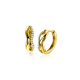 15mm ZINZI gold plated zilveren oorringen organisch gevormd met twee golvende banen, waarvan één bezet met witte zirconia&#39;s, met luxe klapsluiting ZIO2629Y - 55611