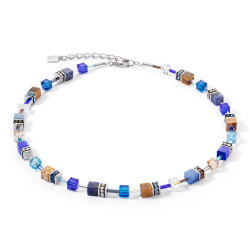 Coeur de Lion GeoCUBE® Iconic Precious necklace blue-brown 42+6CM - 55631