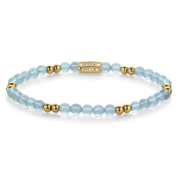 Rebel & Rose Armband Blue Sky Vrouw Armband Kralen Blauw Goud 4mm - 55637