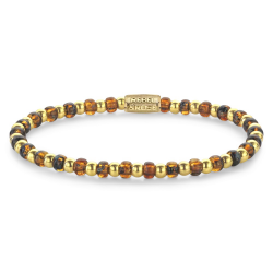 Rebel & Rose ArmbandMix Glass Rocks Tiger Gold Vrouw Armband Kralen Bruin Goud 4mm - 55639