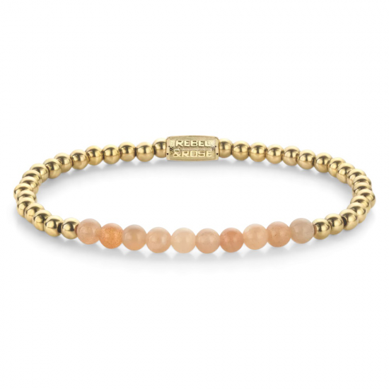 Rebel & Rose Armband Sunstone meets Yellow Gold Vrouw  Armband  Kralen  Oranje  Goud  4mm - 55641