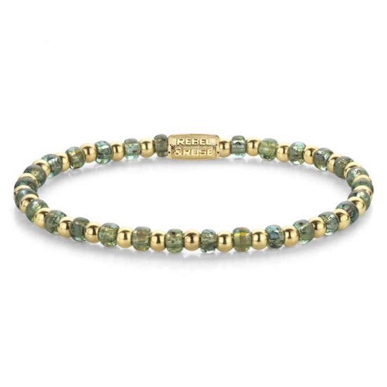 Rebel & Rose Armband Mix Glass Rocks Secret Garden Gold Vrouw  Armband  Kralen  Groen  Goud  4mm - 55644