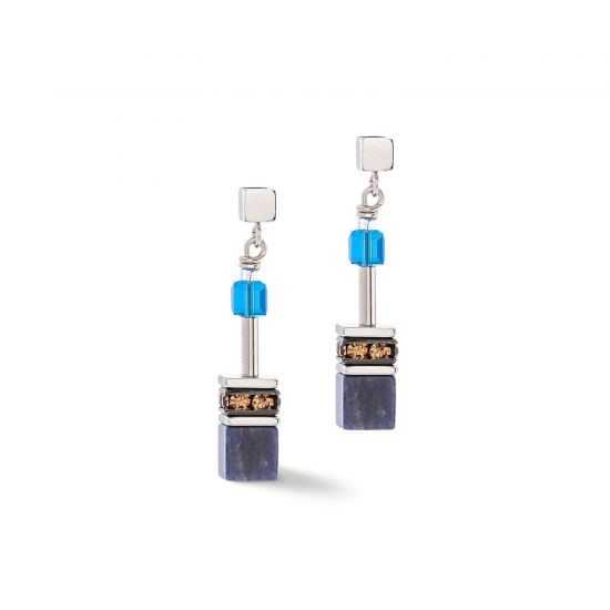 GeoCUBE® Iconic Precious earrings blue-brown - 55651