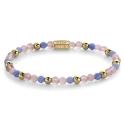 Rebel and Rose armband Pink Summer Vibes - 18ct yellow gold ionplated Vrouw  Armband  Kralen  Goud  Blauw  Roze  Mix  4mm - 55664