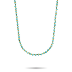 Rebel & Rose RR-NL047-G Necklace Mix Turquoise Gold Vrouw  Ketting  Kralen  Goud  Mix  Blauw  4mm - 55674