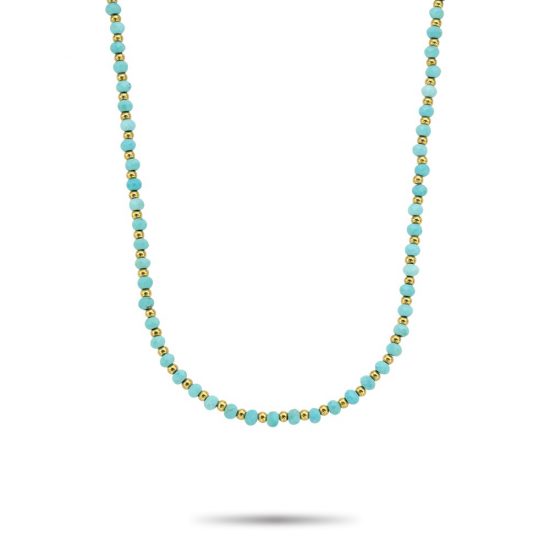 Rebel & Rose RR-NL047-G Necklace Mix Turquoise Gold Vrouw  Ketting  Kralen  Goud  Mix  Blauw  4mm - 55674